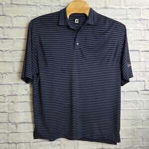 FootJoy XL Navy Stripe Polo Shirt Burning Ridge Golf Club logo on sleeve